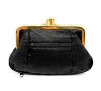 Charmoni - Cartera para mujer, cierre de clic clac, cierre con cremallera, 15 x 10 x 1 cm, Negro , talla única, Clásico