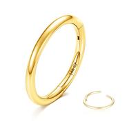 CHARMONLINE Anillos de aro para tabique chapados en oro de 14 quilates, 16G, 8 mm/10 mm, anillos de nariz 316L para hombre, aretes de aro para cartílago para roook, daith, tragus, hipoalergénicos.,