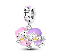 Charms Abalorios Colgante para mujer Cumpleaños de 12 Signos del Zodiaco, plata de ley 925, compatible con pulseras y collares Pandora, compatible con pulseras europeas para mujeres y niñas