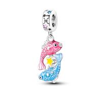 Charms Abalorios Colgante para mujer Cumpleaños de 12 Signos del Zodiaco, plata de ley 925, compatible con pulseras y collares Pandora, compatible con pulseras europeas para mujeres y niñas