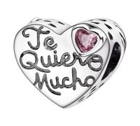 Charms Abalorios para pulseras, corazon te quiero mucho, colgante de joyería regalo para mujer, madre, enamorados, plata de ley 925, compatible con pulseras y collares Pandora