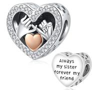 Charms Corazón, Colgantes Cuentas Hermanas Plata de Ley 925 y Charms Pandora, Abalorios Pandora para Pulseras Europeas, Regalos para mamá mujer niña