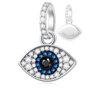 Charms de mal de ojo, collar de pulsera para el dia de la madre de Pandora, 925 Plata de Ley Brillante Ojo Azul Turco Charm Colgante con Bendito, Regalos de la suerte para la familia/amigos/pareja