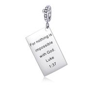 Charms para Mujer Compatibles con Pulseras Pandora, Religión Charms para Abalorio Colgante de Biblia de Cruz Regalo Joyas para Mujeres y Niñas