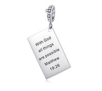 Charms para Mujer Compatibles con Pulseras Pandora, Religión Charms para Abalorio Colgante de Biblia de Cruz Regalo Joyas para Mujeres y Niñas