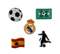 Charms para Zuecos de fútbol (Real Madrid) / Jibbitz crocs/Adornos de Zapatos de PVC (5 Unidades) Motivo: Real Madrid Fútbol Club