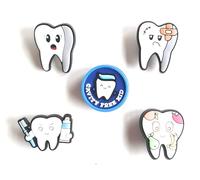 Charms para zuecos/Dijes zuecos/Jibz/jibbitz crocs/Adornos de zapatos/Pin Crocs/Shoe charms PVC / 5 unidades con diseño de dientes, muelitas, odontología