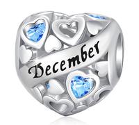 Charms Piedra de Nacimiento y 925 Plata de Ley Birthstone Heart Charm,Abalorios Pandora para Pulseras Europeas, Regalos para mamá mujer niña