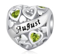Charms Piedra de Nacimiento y 925 Plata de Ley Birthstone Heart Charm,Abalorios Pandora para Pulseras Europeas, Regalos para mamá mujer niña