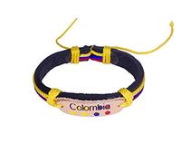 CharmsOfTheWorld Pulsera hecha a mano de Medellín - Colores de la bandera de Colombia - nudo deslizante ajustable