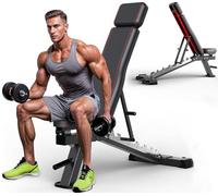 CharonFit Banco de pesas plegable y ajustable, banco de entrenamiento, 550 kg, calidad comercial, banco de fitness 4 en 1, banco inclinado, banco plano, banco de press de banca para entrenamiento de