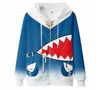 Charous Anime Virtual Anchor Gawr Gura Cosplay Caricatura Cremallera Sudadera con Capucha,Casual Sudadera para Gura Fans Regalo