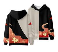 Charous Genshin Impact Cosplay Kaedehara Kazuha Sudadera con Capucha, Sudadera Unisex para Juego Cosplay o Regalo de Festival,Negro-2,L