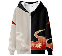 Charous Genshin Impact Cosplay Kaedehara Kazuha Sudadera con Capucha, Sudadera Unisex para Juego Cosplay o Regalo de Festival,Negro,XS