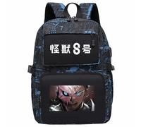 Charous Mochila de lona con estampado de dibujos animados Kaiju No.8 de anime Kafka, color camuflaje, para fanáticos del manga y cosplay, negro 1, One Size, Mochilas daypack