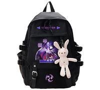 Charous Mochila De Nailon Genshin Impact Raiden Shogun, Bolso Escolar Impermeable De Moda 2022, Bolso Universitario,Negro,L