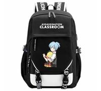 Charous Mochila escolar de anime Assassination Classroom Shiota Nagisa con dibujos animados, tela Oxford, para fanáticos del manga, regalo de cosplay, negro 3, One Size, Mochilas daypack