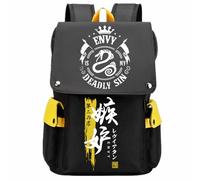 Charous Mochila escolar de tela Oxford de anime The Seven Deadly Sins Serpent's Sin of Envy, para fanáticos del manga y cosplay, Amarillo, One Size, Mochilas daypack