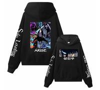 Charous Sudadera con capucha con estampado de dibujos animados de ARISE para cosplay Sung Jin-woo, unisex, suave, para fanáticos del manga, Negro, 4XL