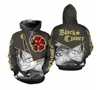 Charous Sudadera con capucha de anime Black Clover Asta para cosplay, unisex, impresión digital 3D, utilizada para fanáticos del manga, festivales, regalo, gris, M