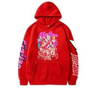 Charous Sudadera con capucha de anime JoJo's Bizarre Adventure Street Style engrosada y cálida con dibujos animados para fanáticos del manga JOJO, rosso, 4XL
