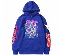 Charous Sudadera con capucha de anime JoJo's Bizarre Adventure Street Style engrosada y cálida con dibujos animados para fanáticos del manga JOJO, azul, 4XL