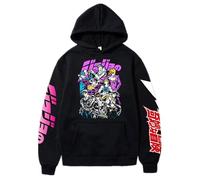 Charous Sudadera con capucha de anime JoJo's Bizarre Adventure Street Style engrosada y cálida con dibujos animados para fanáticos del manga JOJO, Negro, 4XL