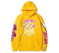 Charous Sudadera con capucha de anime JoJo's Bizarre Adventure Street Style engrosada y cálida con dibujos animados para fanáticos del manga JOJO, amarillo, 4XL