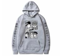 Charous Sudadera con capucha de anime JoJo's Bizarre Adventure Thicken Warm Soft Cartoon Print utilizada para los fanáticos del manga JOJO Cosplay, gris, 4XL