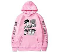 Charous Sudadera con capucha de anime JoJo's Bizarre Adventure Thicken Warm Soft Cartoon Print utilizada para los fanáticos del manga JOJO Cosplay, rosa, 4XL