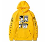 Charous Sudadera con capucha de anime JoJo's Bizarre Adventure Thicken Warm Soft Cartoon Print utilizada para los fanáticos del manga JOJO Cosplay, amarillo, 4XL