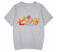 Charous The Seven Deadly Sins:Wrath of the Gods - Camiseta de algodón de dibujos animados, camisetas casuales utilizadas para fanáticos del anime manga cosplay, gris, M