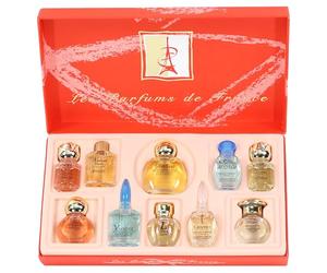 Charrier Parfums Top 10 Les Parfums de France - Caja lujosa de cartón que contiene 10 botellas en miniatura con Eau De Parfum, Color Rojo, 52,7 ml