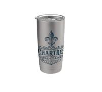 Chartres Eure-Et-Loir Francia Ornate Fleur-De-Lis Navy Print Vaso térmico de acero inoxidable de doble pared