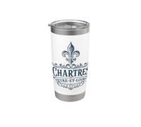 Chartres Eure-Et-Loir Francia Ornate Fleur-De-Lis Navy Print Vaso térmico de acero inoxidable de doble pared