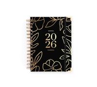 CHARUCA Agenda Versión Anual Semana Vista (de Enero 2026 a Diciembre 2026) | Planner Charuca de Tapa Dura 200 Pág. Papel Grueso 120 Grs | Mediana, 20x17cm. Hecho en España. Certificado FSC. (BLACK)