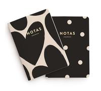 CHARUCA Set de 2 libretas de bolsillo Ligeras, Glamurosas, perfectas para llevar contigo. (Black, Mediano)