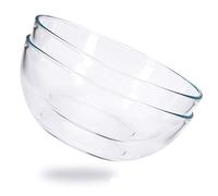 ChasBete Ensaladera Grande Cristal, Bol de Cristal Templado, Cuencos Cocina Transparente D 20cm Juego de 2