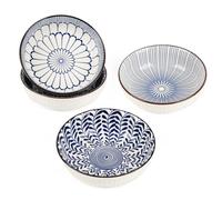 ChasBete Juego de 4 cuencos aperitivos de cerámica, cuencos pequeños para salsas postres preparación de cocina platos aperitivos, azul, 13x4cm