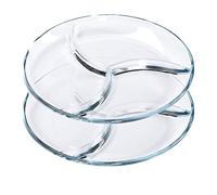 ChasBete Platos de cena, Platos de Vidrio para Servir, Platos de Control de Porciones para adultos/niños, D 25cm Plato de Dieta