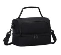 Chase Chic Bolsa Termica Infantil, Grande Bolsa Termica Porta Alimentos Niño Niña Doble Bolsa Merienda Infantil con Correa de Hombro Desmontable para Picnic Colegio Viaje 3-12 Años, Negro