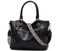 Chase Chic Bolsos de Mujer, Grande Casual Bolso Bandolera Mujer, Moda PU Cuero Mujer Hombro Tote Bag para Viaje Trabajo Diario Compras Escuela Universidad, Negro