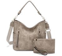 Chase Chic Bolsos de Mujer Hobo, Bolsos Bandolera Bolsos Tote Bolsos de hombro Grande PU Cuero Monedero Carteras 2pcs Set, Caqui
