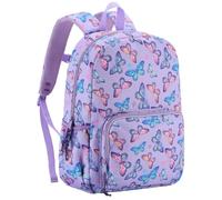 Chase Chic Mochila Infantil Resistente al Agua con Correa de Pecho - Mochila Escolar Ligera para Niños 3-6 Años, Espalda Acolchada y Bolsillos Laterales, Varios Estilos, Diseño de Mariposa Morada