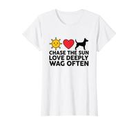 Chase El Sol Amor Deeply Wag A Menudo Amante De Los Perros Camiseta gráfica económica, Mujer, Blanco, L