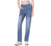 Chasehot Vaqueros Elasticos Mujer, Classic Tapered Jean Push Up Cintura Alta con 4 Bolsillos Pantalones De Mezclilla Legging Azul Medio, 29-L