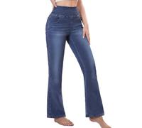Chasehot Vaqueros Elásticos Mujer, Jeans Campana Push Up Cintura Alta con Bolsillos Flare Pantalones de Mezclilla Legging Jeggins Holgados, Lavado Oscuro-L-31 Inseam