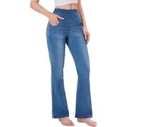 Chasehot Vaqueros Elásticos Mujer, Jeans Campana Push Up Cintura Alta con Bolsillos Flare Pantalones de Mezclilla Legging Jeggins Holgados, Lavado Medio-M-29 Inseam