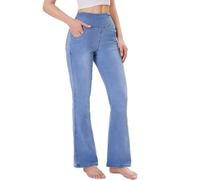 Chasehot Vaqueros Elásticos Mujer, Jeans Campana Push Up Cintura Alta con Bolsillos Flare Pantalones de Mezclilla Legging Jeggins Holgados, Azul Infernal-L-29
