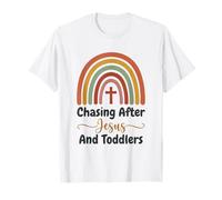 Chasing After Jesus and Toddler Vintage Boho Rainbow Camiseta